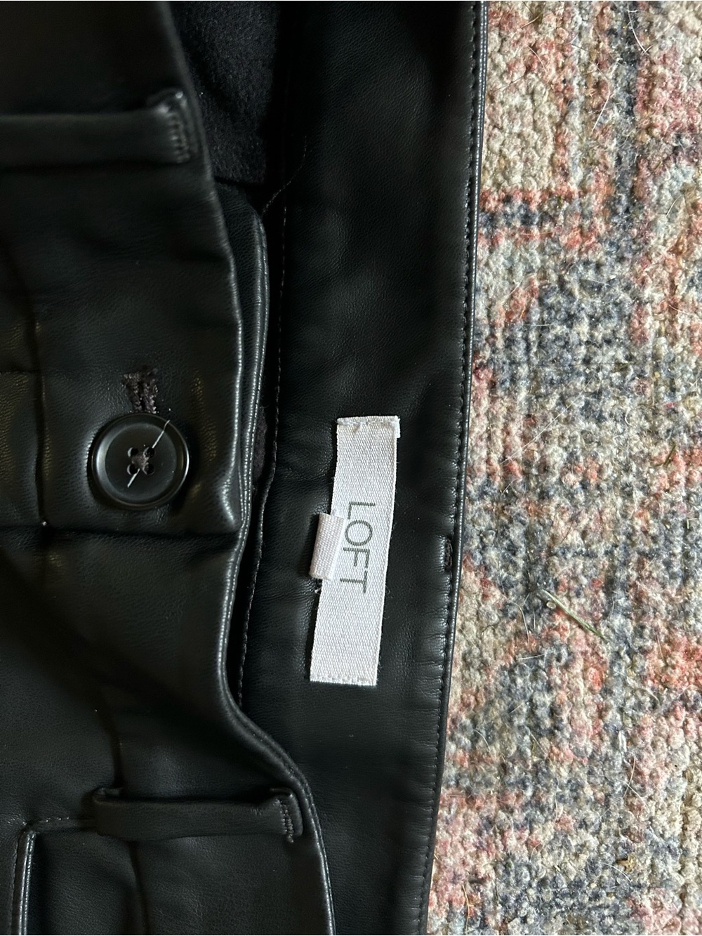 LOFT Black Faux Leather Pants - Picture 2 of 4